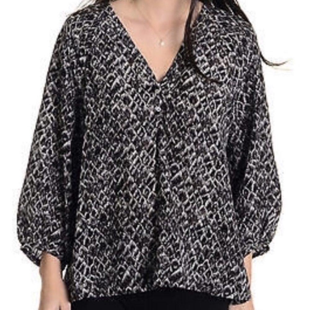 Joie feather print silk blouse